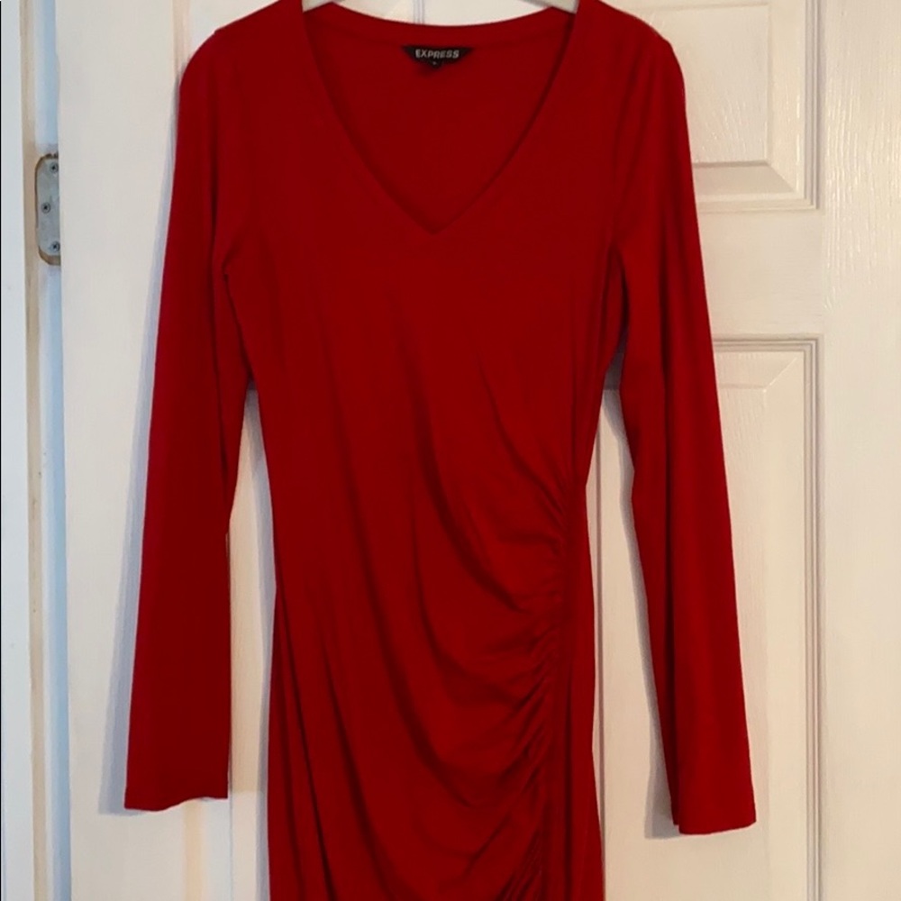 Express Long Sleeve Ruched Dress - Picture 2 of 8